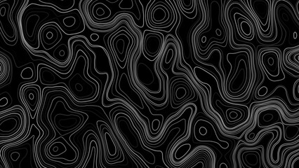 Mapping And Exploration Concept. Abstract White Topographic Contour Lines On Black Background.  © Creative