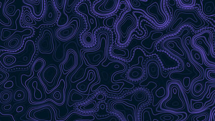 Abstract Purple Topographic Contour Lines On Black Background Extreme Closeup. © Creative