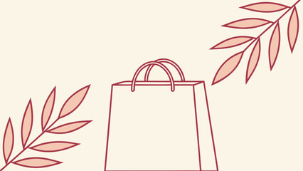 Vector illustration of a shopping bag with leaves