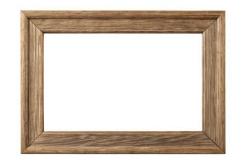 Rustic wooden picture frame with natural grain texture isolated on white background