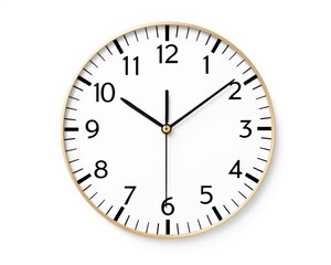 Minimalist wall clock with natural wood frame and black Arabic numerals on white background