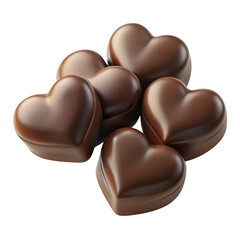 Obraz premium Delicious dark chocolate heart candies arranged together isolated on transparent background
