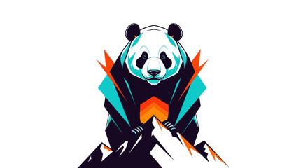 Stylized panda illustration against a white backdrop for graphic design projects © Andre