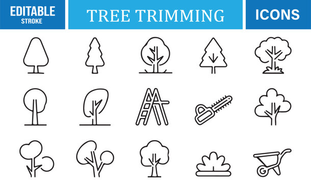 Gardening and arborist editable line icons