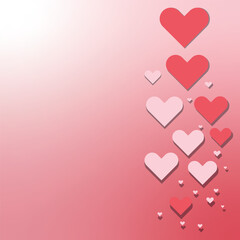 Romantic Floating Hearts in Red and Pink