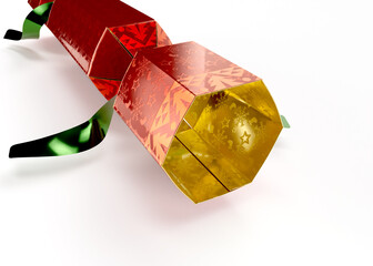Red and Gold Christmas Cracker 3D Render