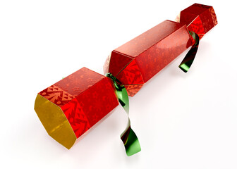 Red and Gold Christmas Cracker 3D Render
