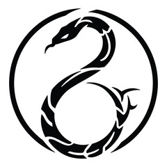 Fototapeta premium Black Tribal Snake Tattoo Design in Circular Frame