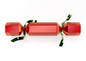 Red and Gold Christmas Cracker 3D Render