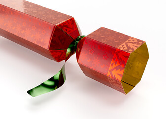 Red and Gold Christmas Cracker 3D Render