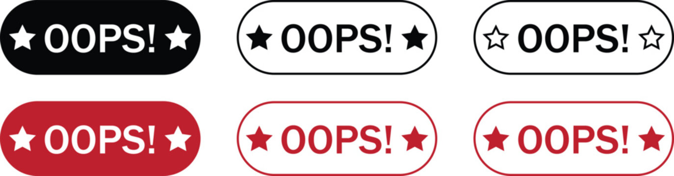 oops on speech bubble vector icons collection