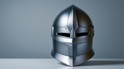 Medieval knight helmet isolated on a neutral background representing armor, history, and protection.
