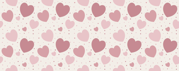 Cute heart print featuring randomly placed love shapes on gentle pink backdrop. Ideal for Valentine greeting cards, romantic wrapping paper, or sweet girl's decor.