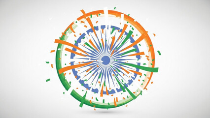 Obraz premium Indian Flag Colors Dynamic Burst Ashoka Chakra Abstract Vector Illustration on White