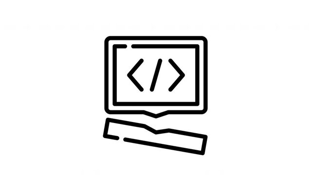 Laptop icon with angle brackets on the screen suitable for technology websites, coding tutorials, software applications, online courses, tech presentations.
