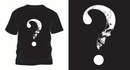 Skull question mark vector t-shirt design, a unique blend of mystery and anatomy for apparel and merchandise