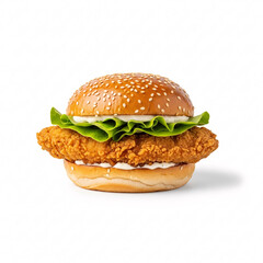 Delicious Fried Chicken Burger on Sesame Seed Bun