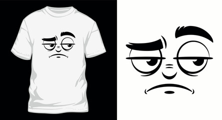 Cartoon face with bored or tired expression and sleepy eyes