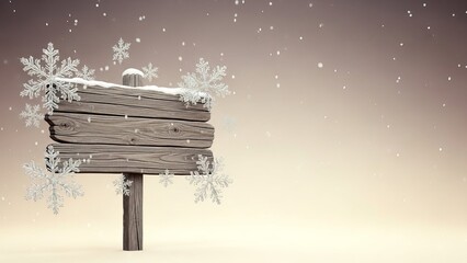 Groundhog Day Background With Wooden Sign Motif and Snowflakes Winter Theme