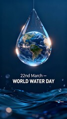 World Water Day Vector Illustration Globe and Waves Design