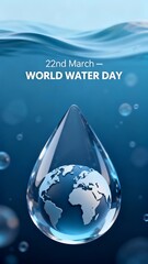 World Water Day Background Blue Water and Earth Illustration