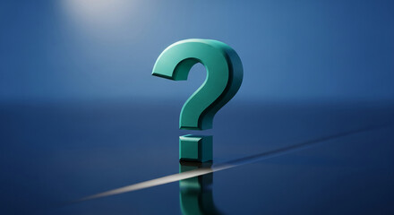Image of a green question mark on a blue gradient surface, suggesting uncertainty, inquiry, and problem-solving, suitable for concepts related to knowledge