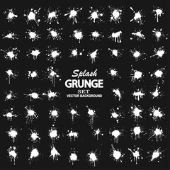 Set of white ink splatters. Big collection vector illustration