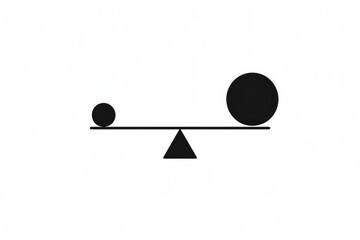 Two circles of different sizes rest on a horizontal bar balanced on a triangular support, demonstrating a visual balance concept.