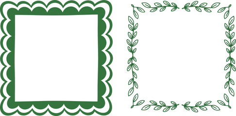 Decorative square border with green leaves