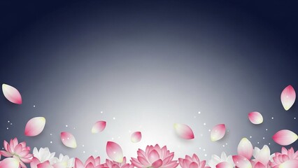 Magha Purnima Background With Floating Lotus Petals and Serene Lunar Glow Night