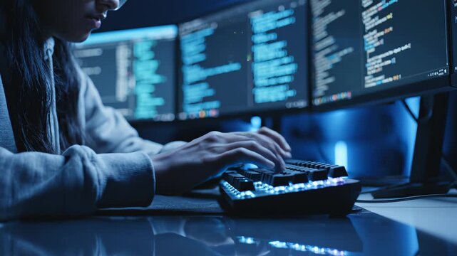 Person typing code on computer