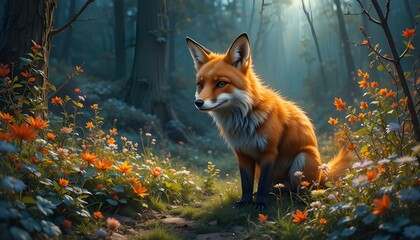 red fox in the woods