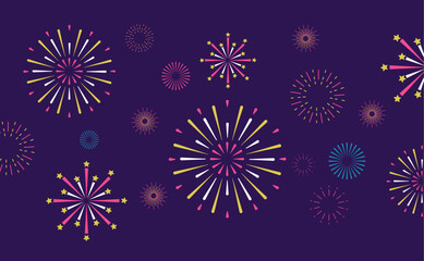 Modern simple line art fireworks set, geometric sparkle celebration background banner design vector, copy space for 4th of July, Christmas, New Year,  Holiday, Veterans day, Presidents day, Labor day