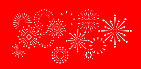 Vector fireworks illustration cliparts with  Minimalist Simple Style Firework Line Art Template  design for Diwali, Christmas, New Year, Holiday,  Carnival, Birthday, Business, Party