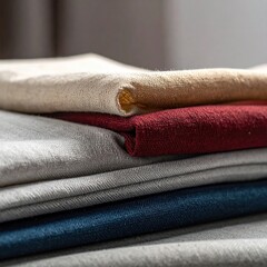 Stacked natural fabrics in muted tones