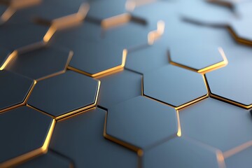 Close-up View of Interlocking Hexagonal Shapes with Glossy Finish and Gold Accents