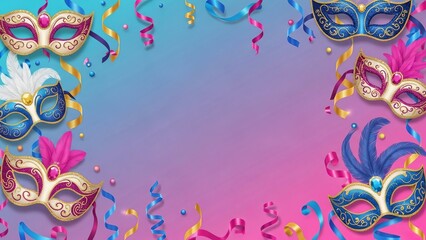 Nice Carnival Background With Decorative Masks and Festive Mediterranean Celebration