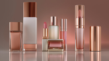ローズゴールドで統一された高級感あふれるコスメセット