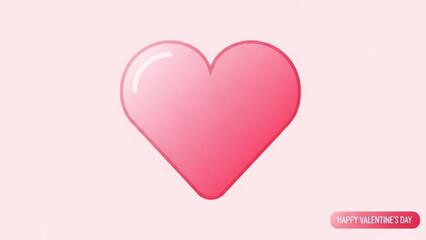 Pink Heart Glossy 3D Render on Light Pink Background for Valentines Day