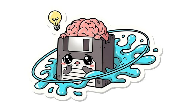 Brainy computer disk with creative splash.