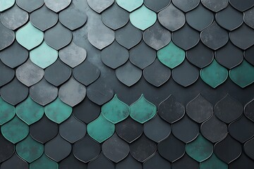 Elegant and Modern Textured Tile Design with Shades of Green and Black for Interior Decor