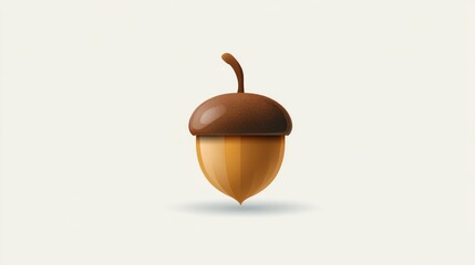 Single, central, shaded, and glossy acorn with a brown cap, against a neutral background