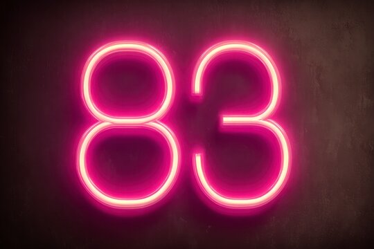 Neon Sign Displaying Number Eighty-Three in Vibrant Pink Glow