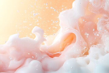 Soft and Colorful Liquid Splashes with Bubbles on a Gradient Background