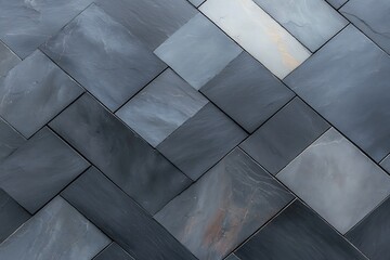 Abstract Pattern of Dark Slate Tiles in a Contemporary Geometric Design for Background Use