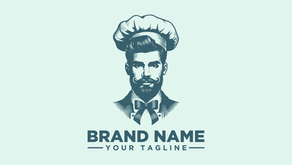 Modern vector illustration logo of a chef for a culinary brand