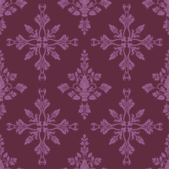 Elegant Floral Damask Motif with Decorative Delft Border