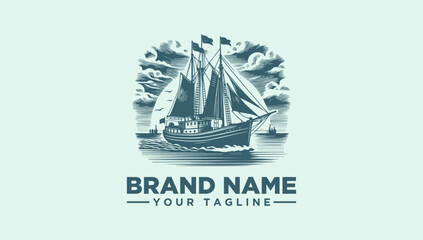 Vintage sailing ship vector illustration logo for a maritime brand, evoking nautical adventure and tradition © bisma
