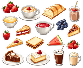A colorful assortment of delectable desserts fruits and breakfast treats displayed