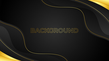 Elegant black and gold luxury wave background with abstract line. Modern dynamic wallpaper. Suitable for digital banners, templates, events, awards, invitations, web and pages